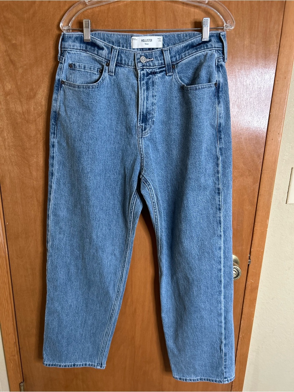 Hollister Baggy Jeans Mens W30 L30 Denim Light Wash Straight Loose Fit